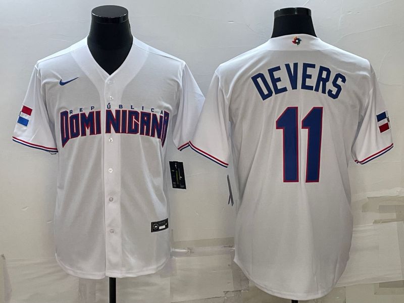 Men 2023 World Cub 11 Devers White Nike MLB Jersey9